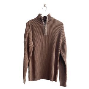 Marlboro Classics Men's Wool 1/4 Zip Pullover Sweater Brown Size XL